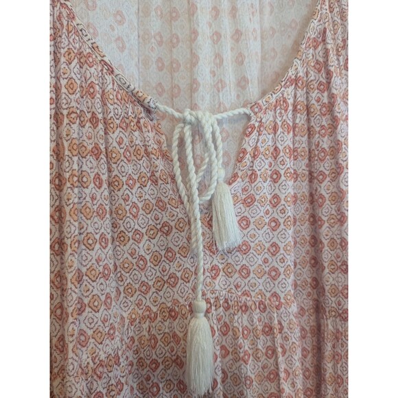 Old Navy Peasant Milkmaid Blouse Boho Floral Front Tie Womens L - Picture 8 of 10
